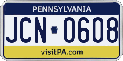 PA license plate JCN0608