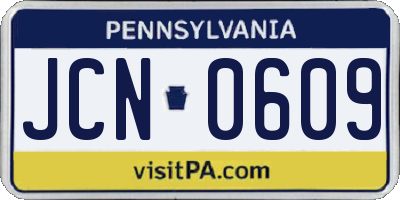 PA license plate JCN0609