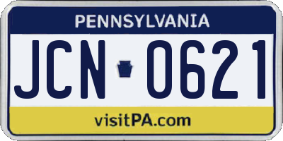 PA license plate JCN0621