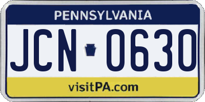 PA license plate JCN0630