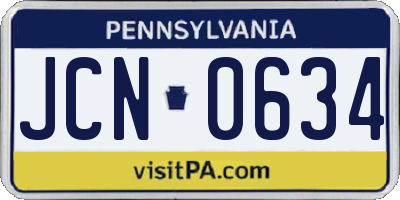 PA license plate JCN0634