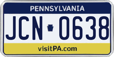 PA license plate JCN0638