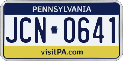 PA license plate JCN0641