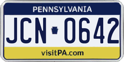 PA license plate JCN0642