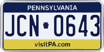 PA license plate JCN0643