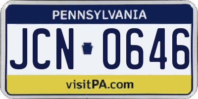 PA license plate JCN0646