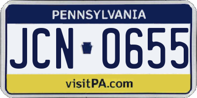 PA license plate JCN0655