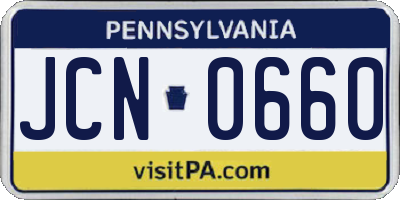 PA license plate JCN0660