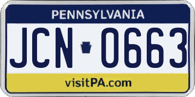 PA license plate JCN0663