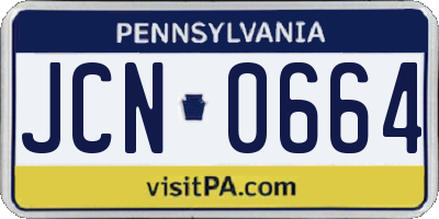 PA license plate JCN0664