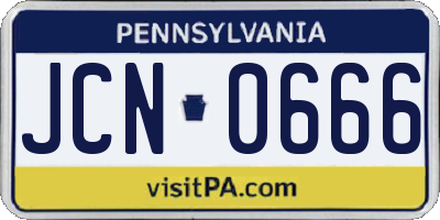 PA license plate JCN0666