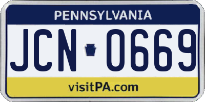 PA license plate JCN0669