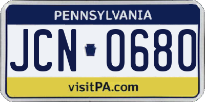 PA license plate JCN0680