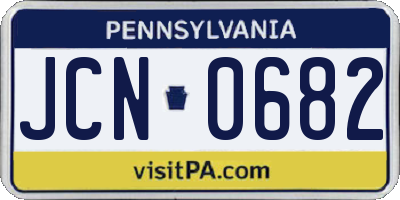 PA license plate JCN0682