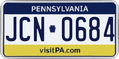 PA license plate JCN0684
