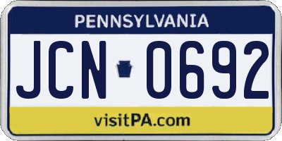 PA license plate JCN0692