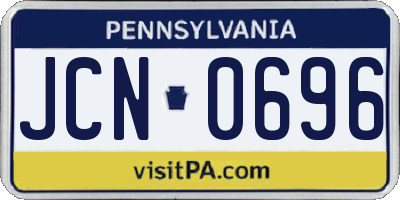 PA license plate JCN0696