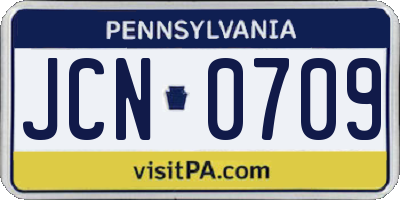 PA license plate JCN0709