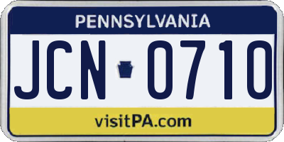 PA license plate JCN0710