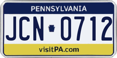 PA license plate JCN0712