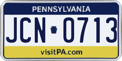 PA license plate JCN0713