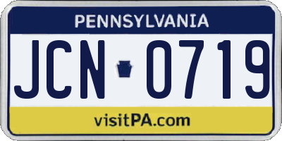 PA license plate JCN0719
