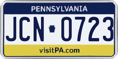 PA license plate JCN0723