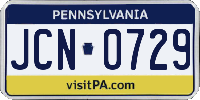 PA license plate JCN0729