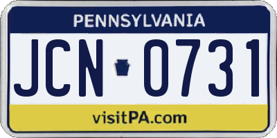PA license plate JCN0731