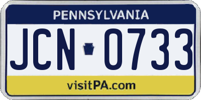 PA license plate JCN0733