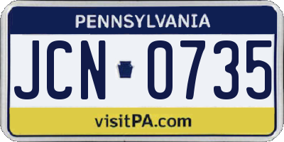 PA license plate JCN0735