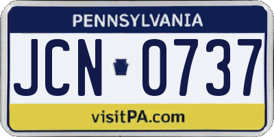 PA license plate JCN0737