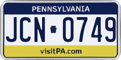 PA license plate JCN0749