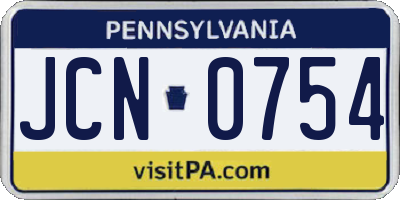 PA license plate JCN0754