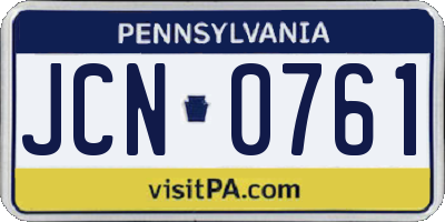 PA license plate JCN0761