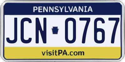 PA license plate JCN0767