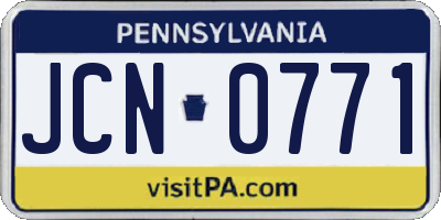 PA license plate JCN0771