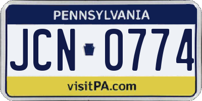 PA license plate JCN0774