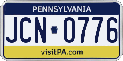 PA license plate JCN0776