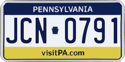 PA license plate JCN0791