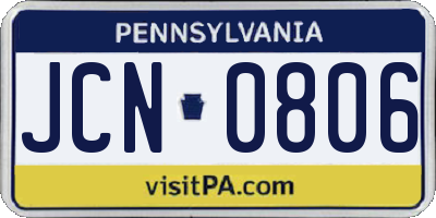 PA license plate JCN0806