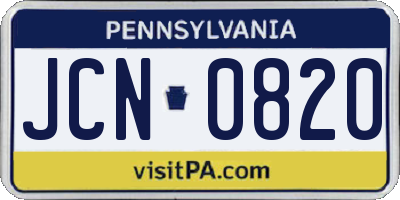 PA license plate JCN0820