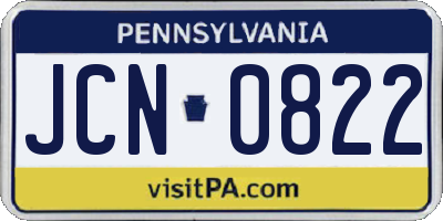 PA license plate JCN0822