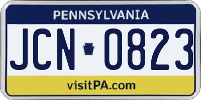 PA license plate JCN0823