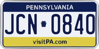 PA license plate JCN0840