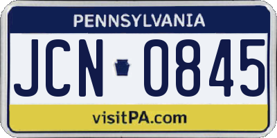PA license plate JCN0845