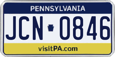 PA license plate JCN0846