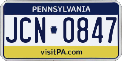 PA license plate JCN0847