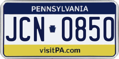 PA license plate JCN0850
