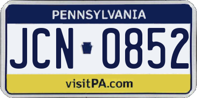 PA license plate JCN0852